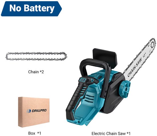 12V Accu Kettingzaag 12 Inch - 1200W Brushless Motor met LCD-display - Lichtgewicht Boomzaag voor Hout, Tuin & Brandhout - Zonder Accu en Lader van Merkloos	 — afbeelding 4