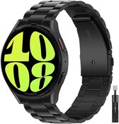 Stravo Stalen Schakel Bandje – Geschikt voor Samsung Galaxy Watch 7(40mm & 44mm)/FE/6/6 Pro/5/5 Pro/4/4 Classic – Luxe RVS Horlogeband met Snelkoppeling en Naadloze Pasvorm – Metalen Bandje voor Samsung Galaxy Watch 4-5-6-7 Alle Varianten – Zwart