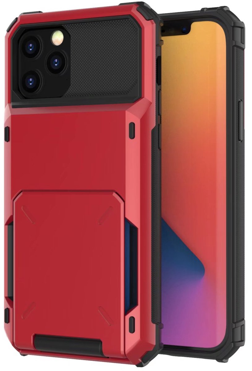 Hoesje geschikt voor iPhone 16e - Backcover - Pasjeshouder - Portemonnee - TPU - Rood