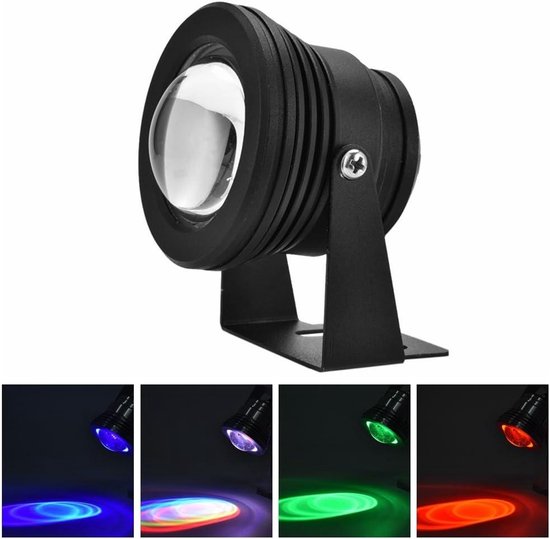 12V 10W RGB LED-onderwaterlicht Waterdichte Buitentuinspot met Afstandsbediening(Black plastic coated aluminum