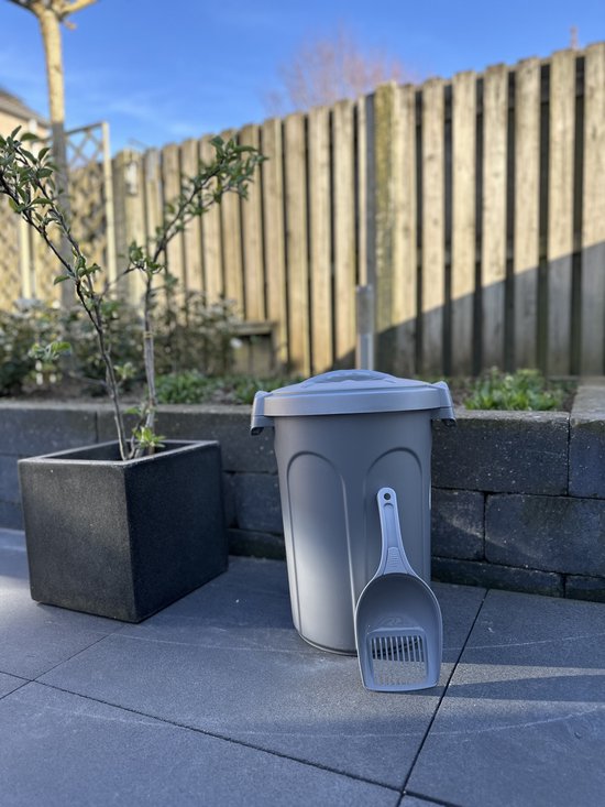 Fût avec couvercle « Jerry » - 23 litres - Fût d'alimentation - Fût de stockage - Conteneur d'alimentation - Avec pelle - Argent