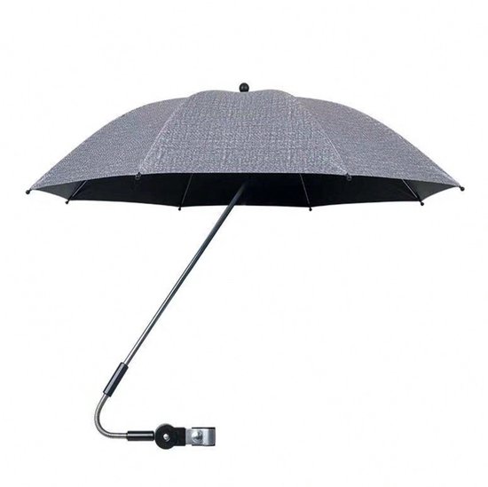 Parapluie de poussette résistant aux UV et au vent S&E – Pare-soleil rotatif à 360° avec pince | Universel et pliable | Idéal pour les sorties estivales - Grijs