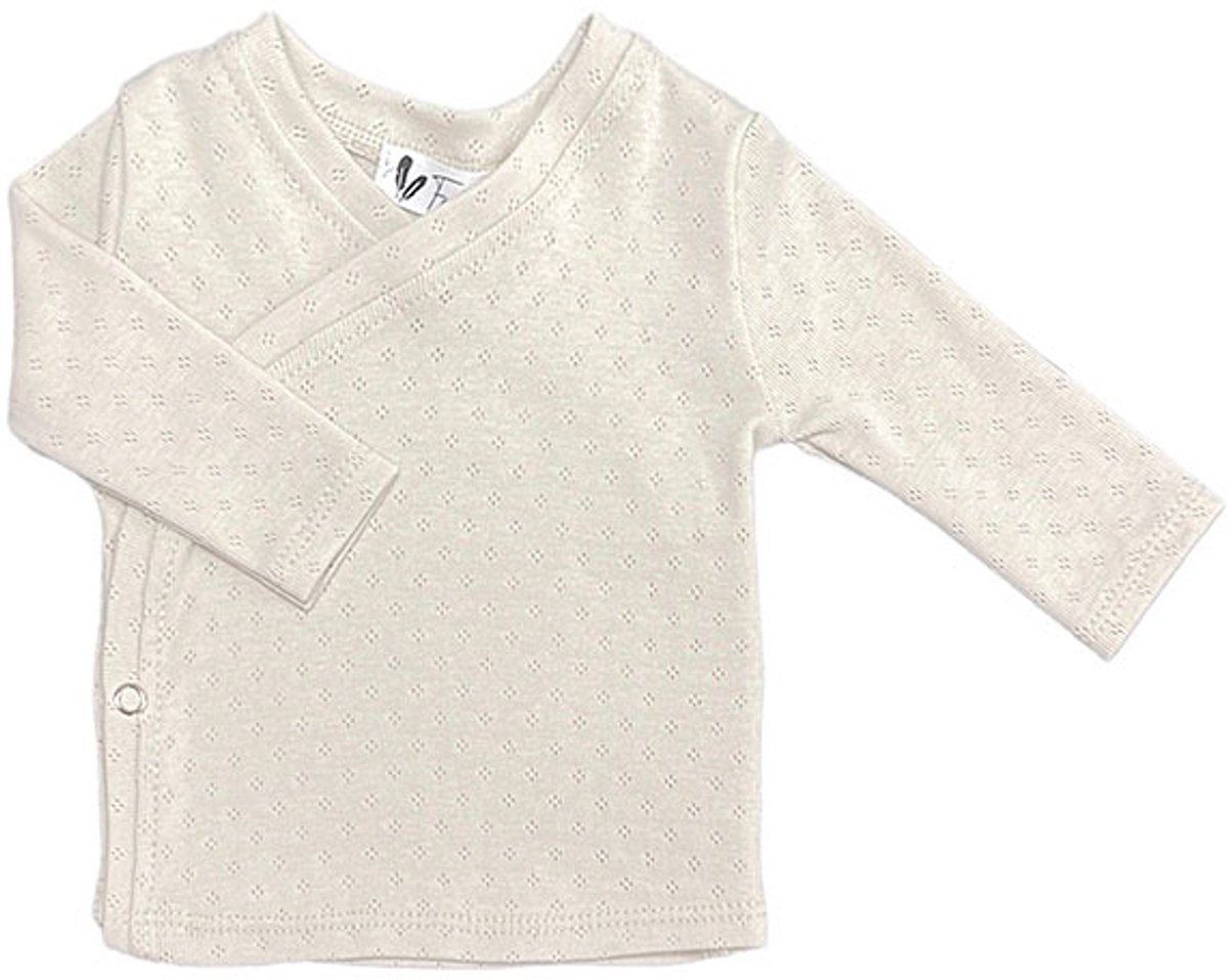 Overslagshirt lange mouw Pointelle Natural - Beige - Feathers - Maat 62/68