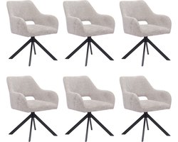 Ams Living® Eetkamerstoel Draaibaar Set van 6 | Luxe afwerking | Stoffen Stoel met Metalen Poot | Kleur Licht Grijs | Eettafel Stoelen | 6 x Design Stoelen Eettafel