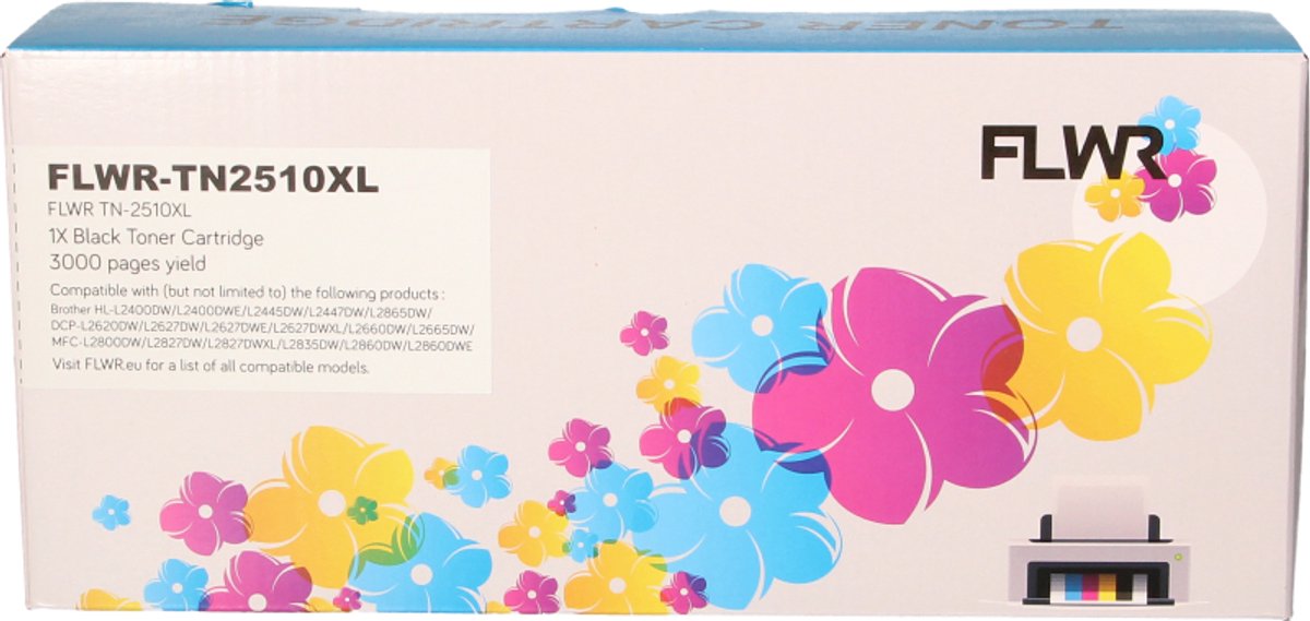 FLWR toner voor Brother TN-2510 XL Zwart - Huismerk Brother TN-2510 inkt - (Zwart - hoge capaciteit) - voor Brother MFC‑L2800DW - DCP‑L2627DWE - HL‑L2445DW - HL‑L2400DWE - DCP‑L2510D