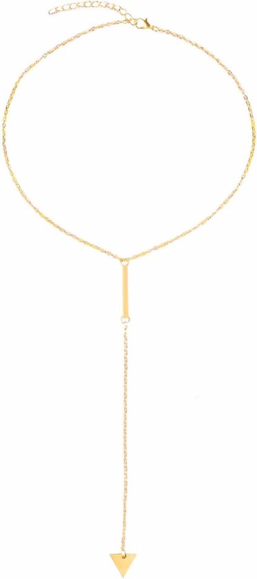 Stalen goldplated ketting met hanger met parel voor dames | Lucardi-NL