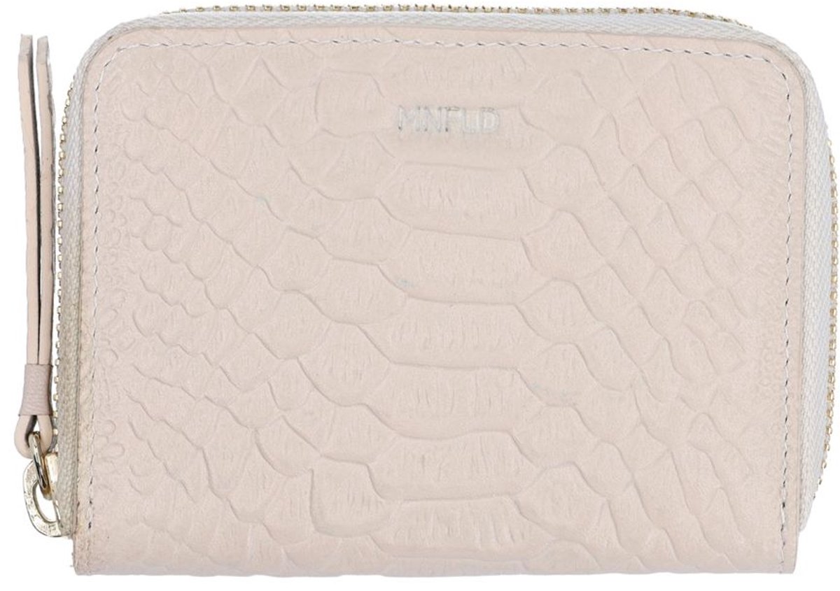 Manfield - Dames - Beige leren portemonnee - Maat 1