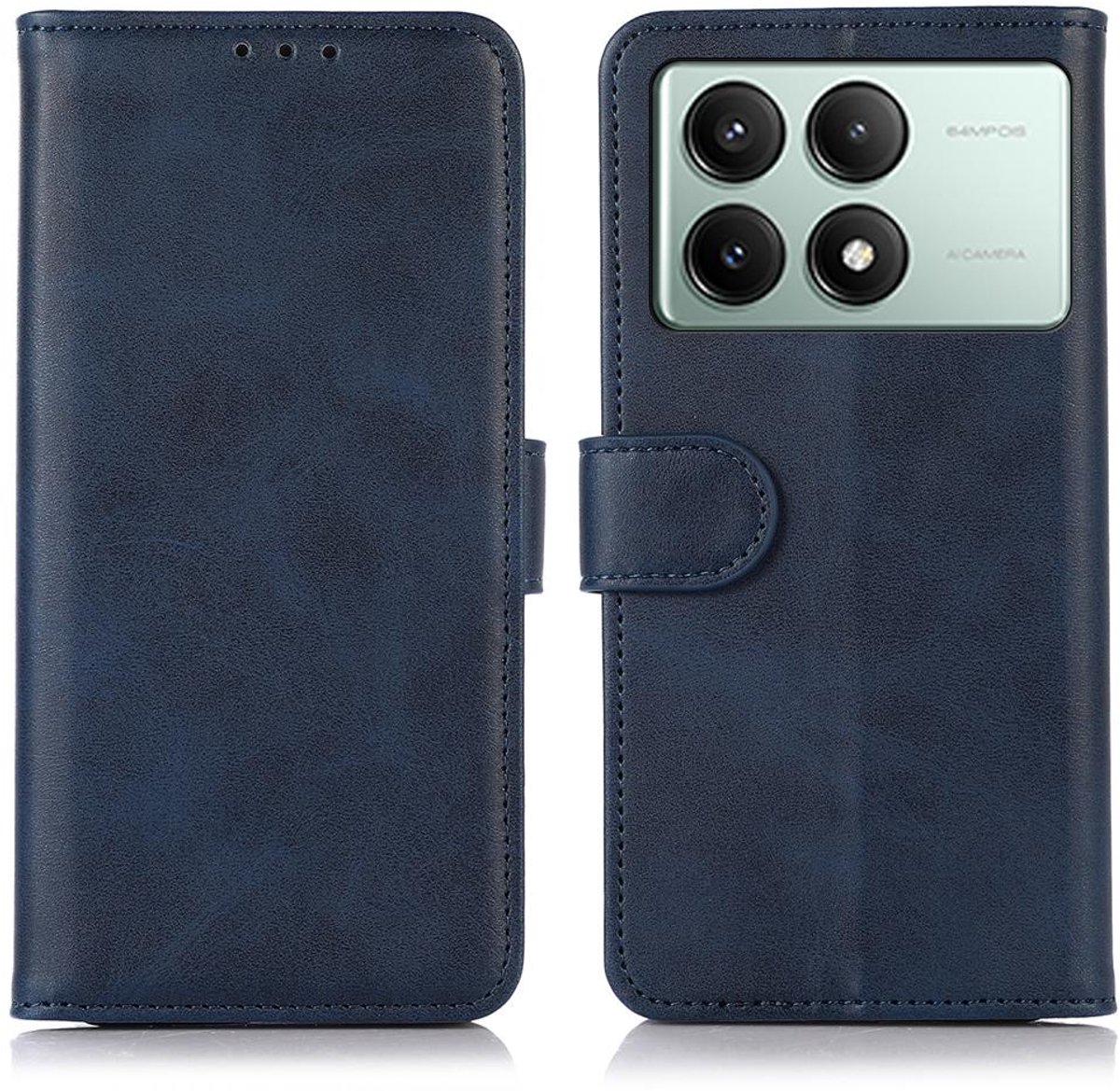 Mobigear Telefoonhoesje geschikt voor POCO X6 Pro Hoesje | Mobigear Wallet Bookcase Portemonnee | Pasjeshouder voor 3 Pasjes | Telefoonhoesje voor Pinpas / OV Kaart / Rijbewijs - Blauw