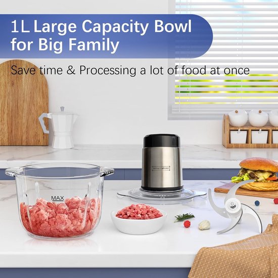 Royalty Line - Hachoir multifonctionnel - 300W - Hachoir électrique - 1.2l