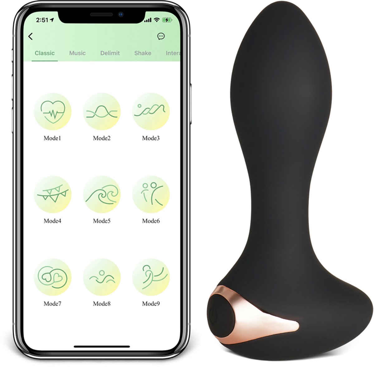 Luxueuze App-gestuurde Prostaat Vibrator – 9 Modi – Zwart & Roségoud – Draadloos – Stil & Oplaadbaar