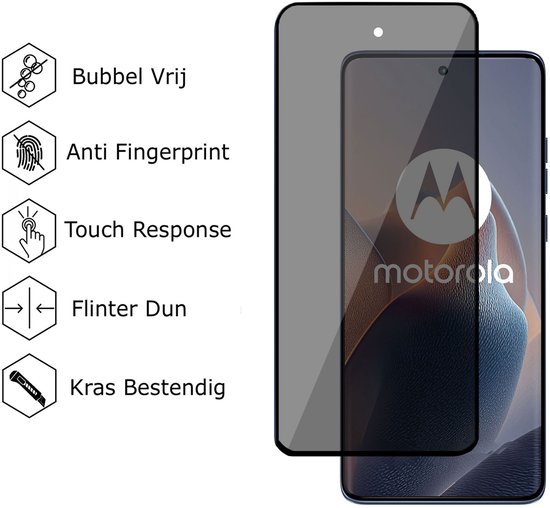 2x TechNow Privé Screenprotector geschikt voor Motorola Edge 60 Fusion Screenprotector - Privacy Beschermglas - Privacy Proteqt+