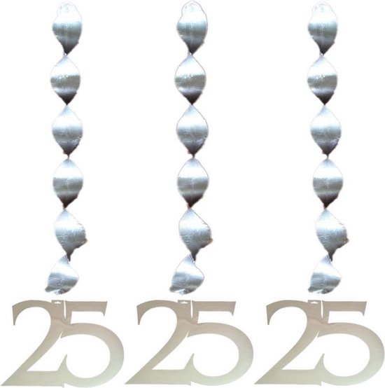 25 Perchas De Cartón Plateadas Para Decorar Cumpleaños O Aniversarios, Pack De 3 Unidades