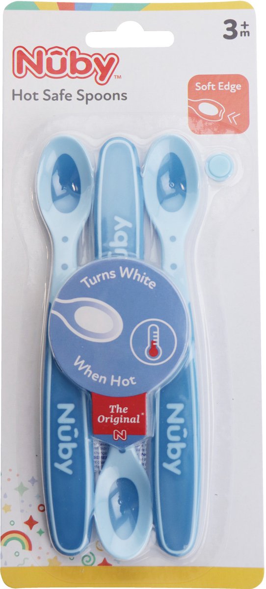 Nûby - Zachte en warmtegevoelige lepeltjes voor baby - Blauw - 3 stuks - 3+ maanden van Nûby — afbeelding 3