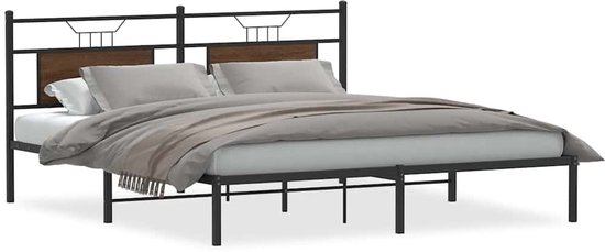 vidaXL - Cadre de lit - sans - matelas - décoré - bois - marron - couleur chêne - 160x200 - cm