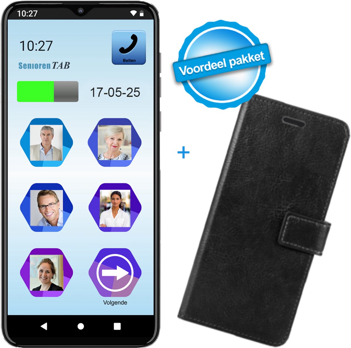 SeniorenTAB - Easy Smartphone Voordeelpakket - (beeld)bellen via foto's - 64GB - inclusief beschermhoes