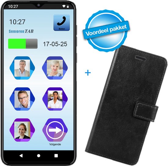 SeniorenTAB - Easy Smartphone Voordeelpakket - (beeld)bellen via foto's - 64GB - inclusief beschermhoes