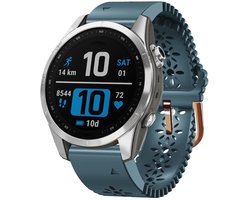 By Qubix - Geschikt voor Garmin bandje - 20mm Quickfit - Flower siliconen bandje - Grijsblauw - Geschikt voor Garmin Fenix 7s/6s/5s / Instinct 2s / Epix Pro Gen 2 (42mm)