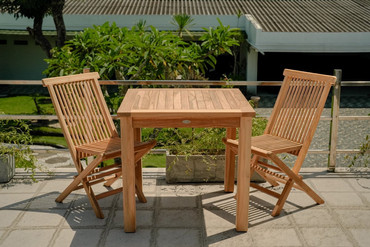Teakea - Teak Tuintafel Vierkant 80x80x75 cm - Massief Teakhout - Houten Buitentafel