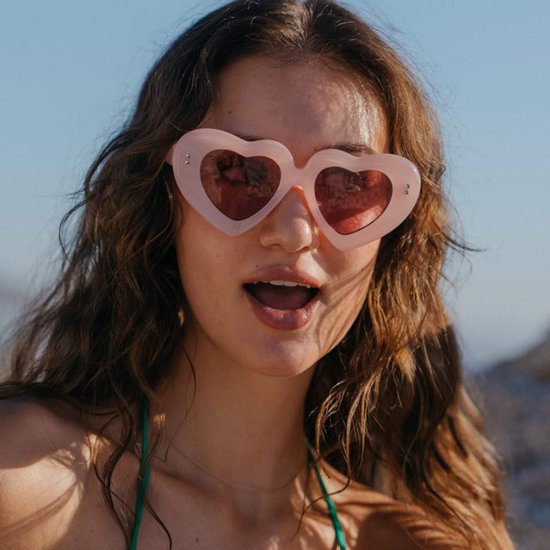 Hartjes zonnebril - Zonnebrillen - Festival bril - Rave bril - Glasses - Roze - Roze glazen van Merkloos — afbeelding 4