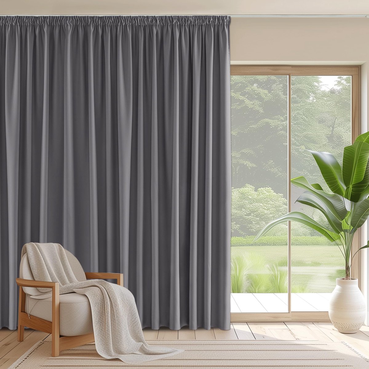 Ibenzoa Nieuwe Generatie Luxe Verduisterende Thermogordijnen voor Woonkamer en Slaapkamer, Extra Breed en Hoog grijs