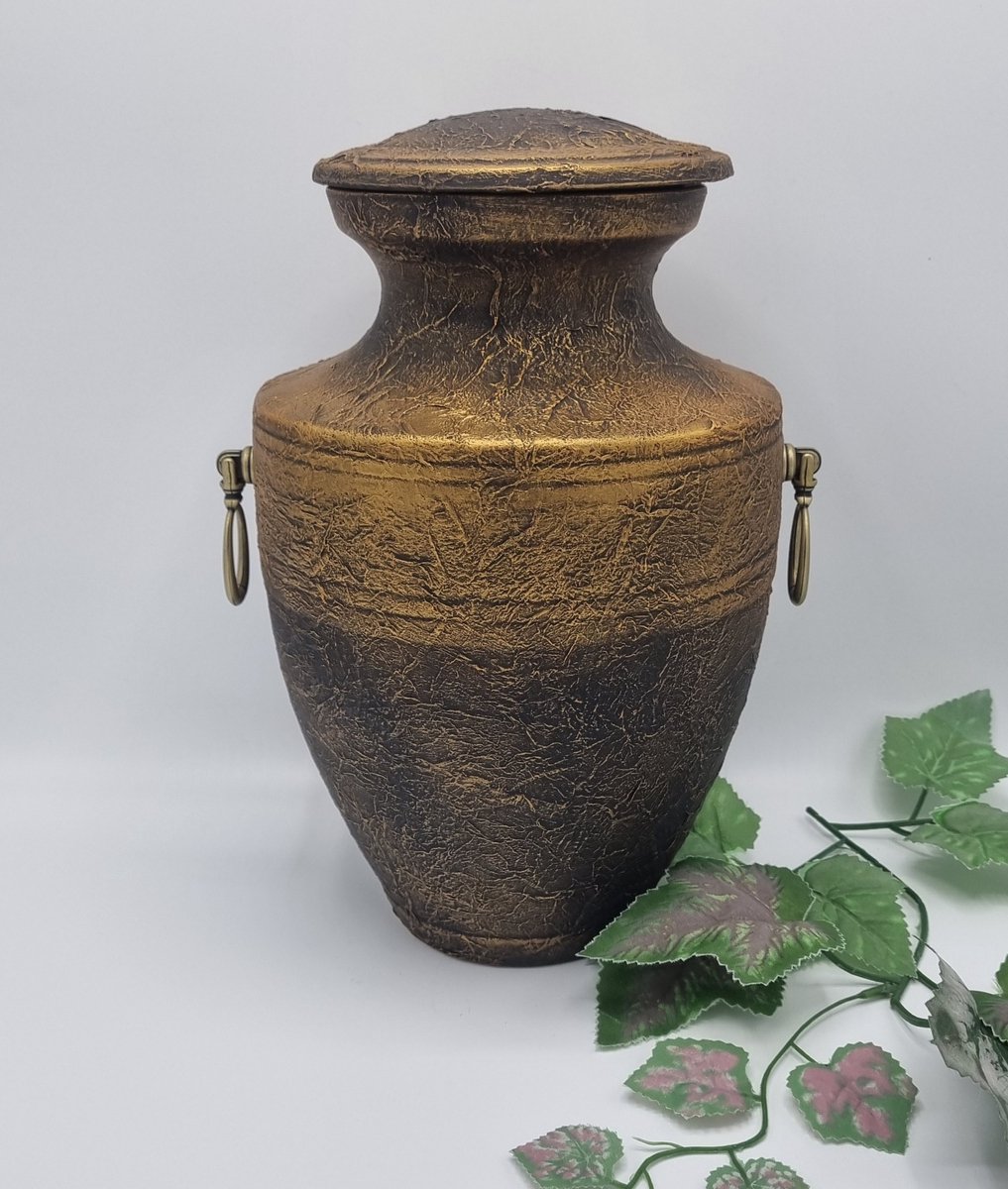 Urn - Keramiek - Goud - Zwart - Urn voor as - 4 liter - KERA 03