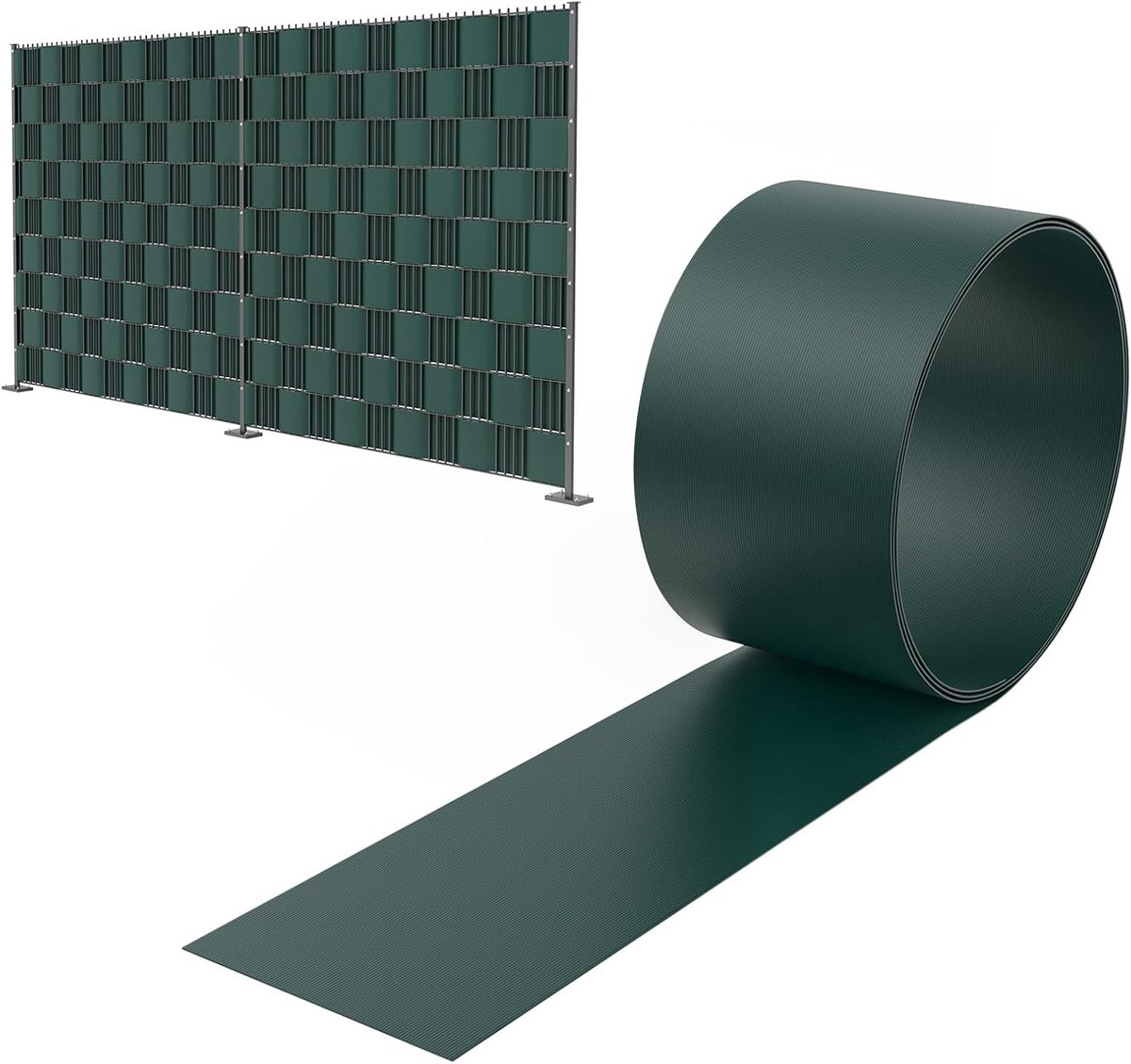 Aufun 2,5m x 19cm Groen Premium Harde PVC Privacy Schermstroken Voor Dubbel Gaas, Privacy Scherm Windscherm Tuin Dubbel Gaas Hek Voor Tuinafscheiding, Balkon