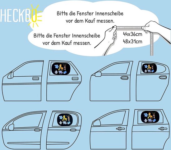 2x auto zonneklep met 8 zuignappen - bos dieren - 48x31cm - zijruit zonneklep - baby kinderen - meisjes jongens - Zonnescherm van Quarreclife — afbeelding 3