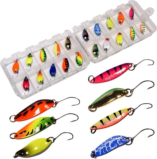 Spoons Forelset, knipperlichten, visaas, spinner forel, kunstaas, 20 stuks — afbeelding 5