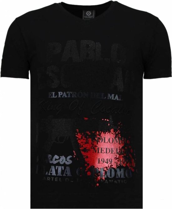 Pablo Escobar Narcos - Rhinestone T-shirt - Zwart/Navy