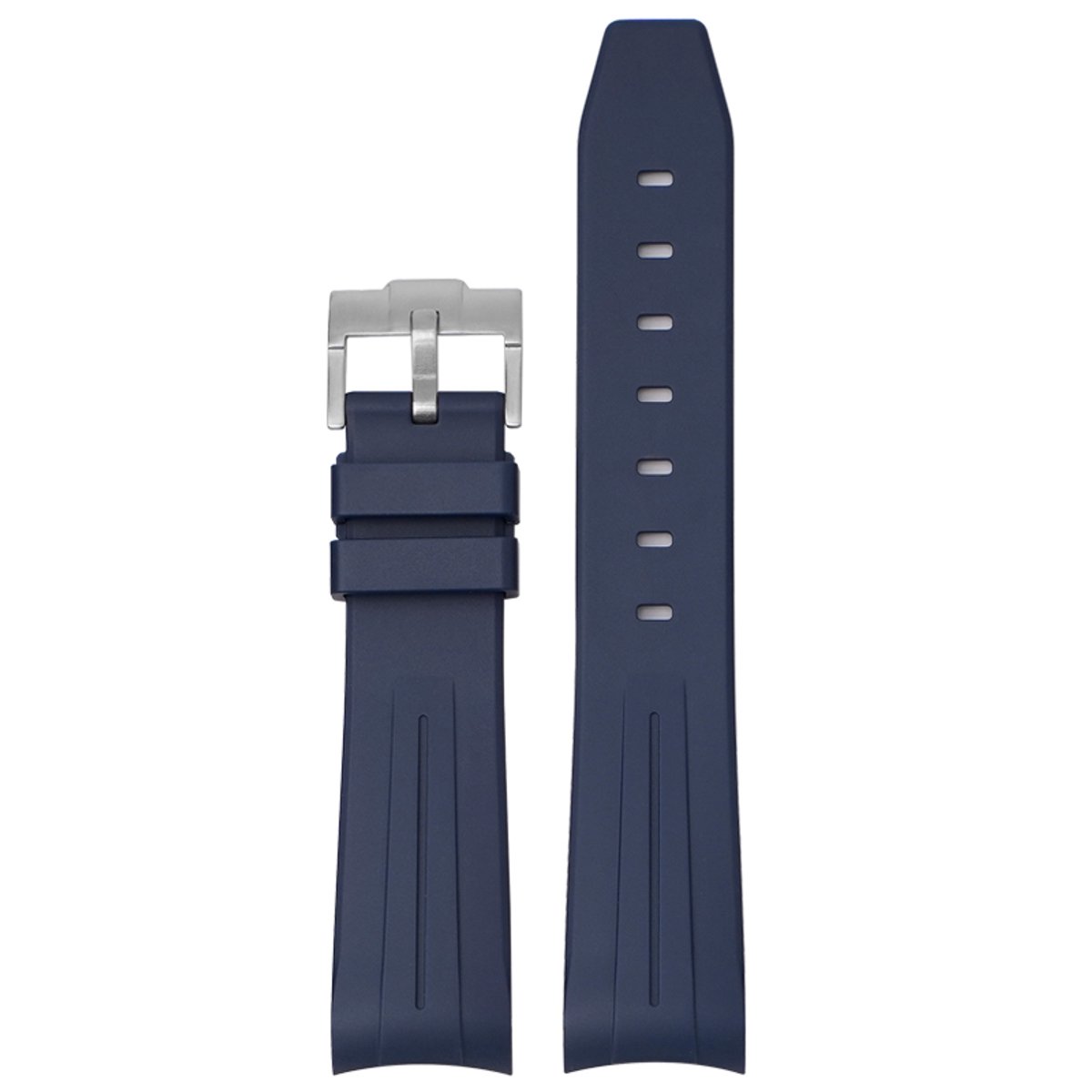 Bandje voor Rolex Horloge - SEIKO Horloge - Omega x Swatch MoonSwatch - 20mm - Zacht Rubber - Blauw met zilver gesp