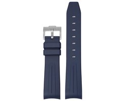 Bandje voor Rolex Horloge - SEIKO Horloge - Omega x Swatch MoonSwatch - 20mm - Zacht Rubber - Blauw met zilver gesp