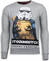 Stormbitch - Rhinestone Sweater - Licht Grijs
