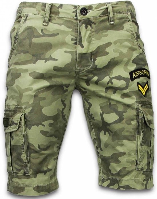 Verplicht Toezicht houden Opa Enos Korte Broeken Heren - Slim Fit Army Stitched Shorts - Groen - Maten:  36 | bol.com