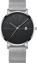 Chicago Silver Mesh Horloge | Staal | Zilverkleurig / Zwart | Ø 40 mm