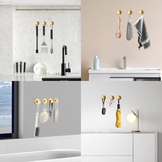 JOMOLA Crochet Ventouse Salle de Bain Mural Noir Accroche Serviette Ventouse Inox Porte Serviette Douche Ventouse Puissant Accroche Torchon Cuisine Ventouse Patère Manteau Brossé Lot de 4