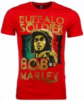 T-shirt - Bob Marley Buffalo Soldier Print - Rood