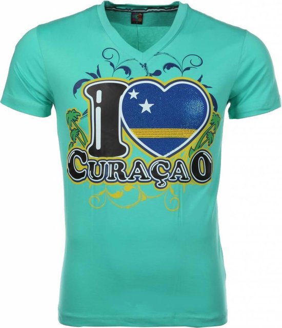 Foto: T shirt i love curacao groen