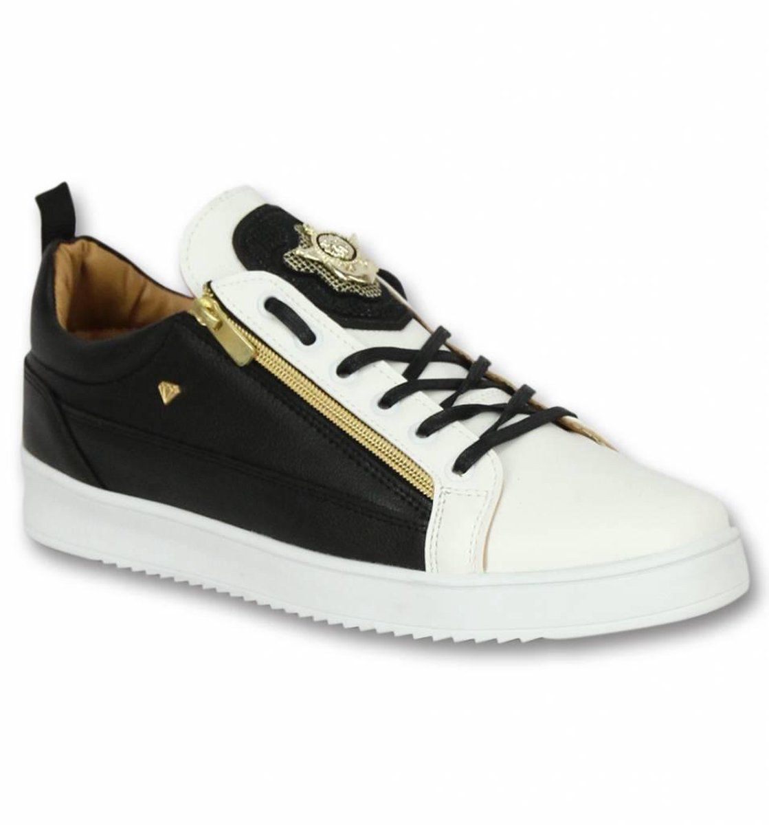 Heren Schoenen - Heren Sneaker Bee Black White Gold - CMS97 - Wit/Zwart |  bol