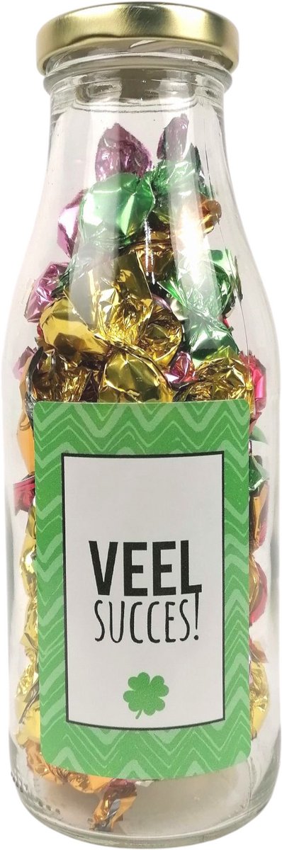 Succes cadeautje - Cadeaufles: Veel Succes - Snoep cadeau - Succes wensen - Examen - Nieuwe baan - Succes Kadootje - Rijbewijs - Operatie - Nieuwe uitdaging - Nieuwe woning - Succes en Geluk
