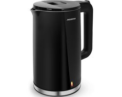 Aigostar Aubrey - Waterkoker Dubbelwandig - Double Walled Kettle - 1,7 Liter - Koele aanraking - Anti-verbranding - 360° draaibaar - Retro - 2200W - Zwart
