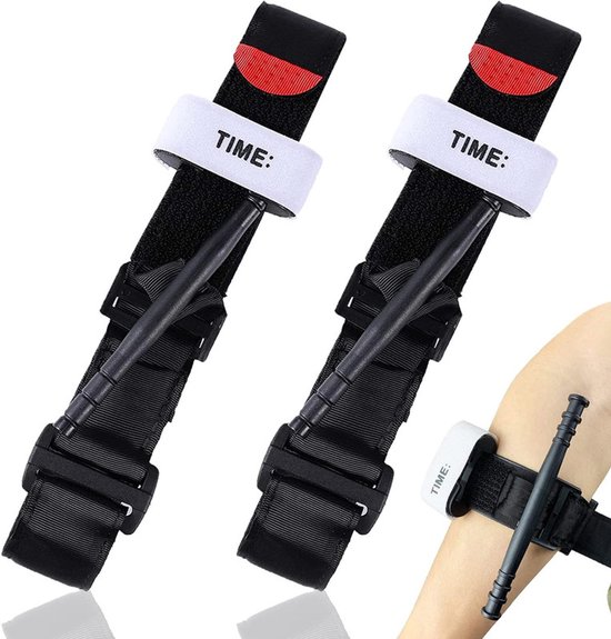 Tourniquet in 2-pack, tourniquetverband EHBO-set, 95 cm outdoor tourniquet noodgordel, draagbare tourniquet EHBO, eenhandig outdoor noodverband, geschikt voor kamperen, wandelen, bergbeklimmen en buitensporten