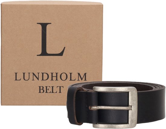 Ceinture en cuir Lundholm pour homme en cuir noir de qualité supérieure - 115 cm - réglable à la taille - design scandinave - cadeau pour homme