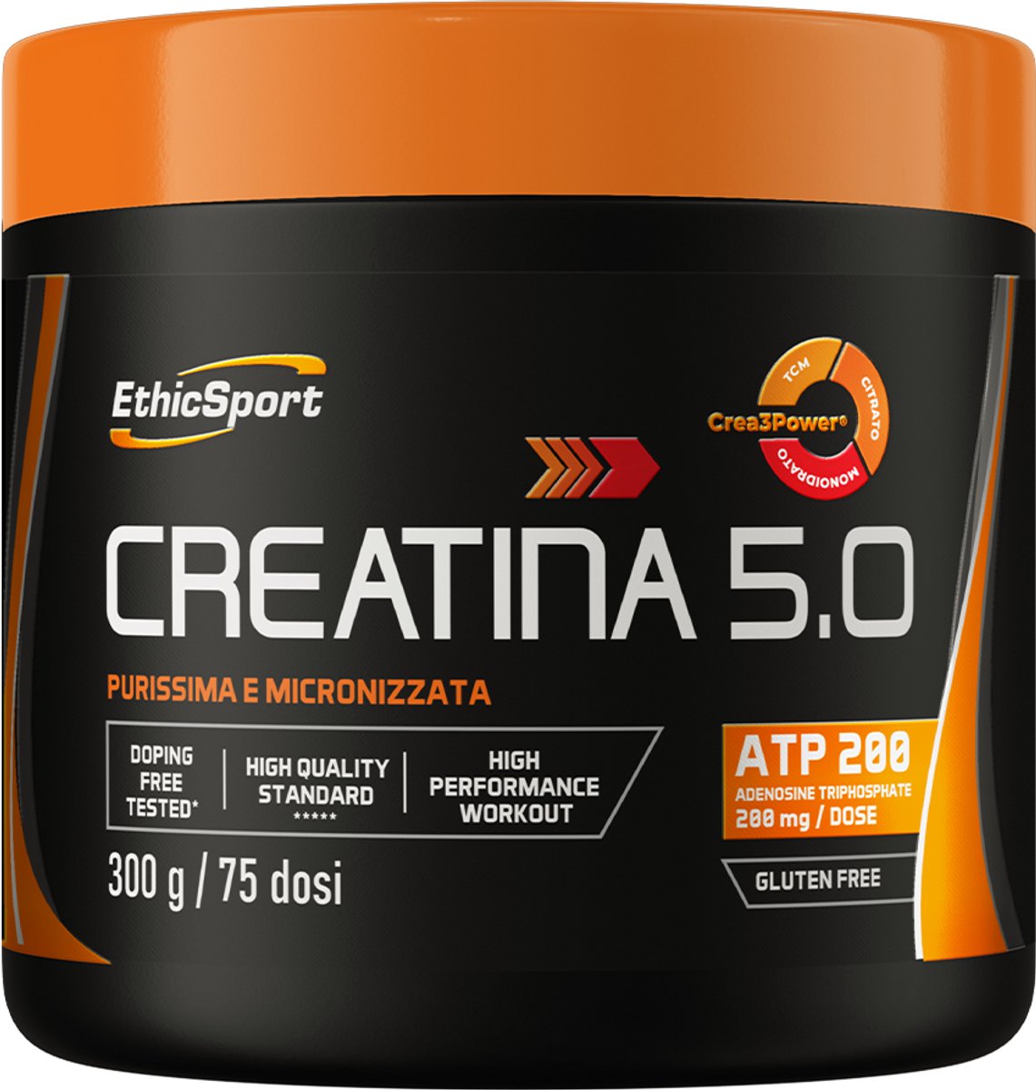 EthicSport Creatina 5.0 300 g green apple & grapefruit - Crea3Power® - 3 vormen Creatine - adenosine 5′-triphosphate (ATP) - Getest op zuiverheid en dopingvrij!