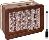 ZoeZo - Houten spaarpot - Doel €1000 - Aftel spaar pot - Bereik je spaardoel - Unieke methode - Streep af wat je erin gooit - Spaarpotten - Herbruikbaar - Sparen - Cadeau - Tip