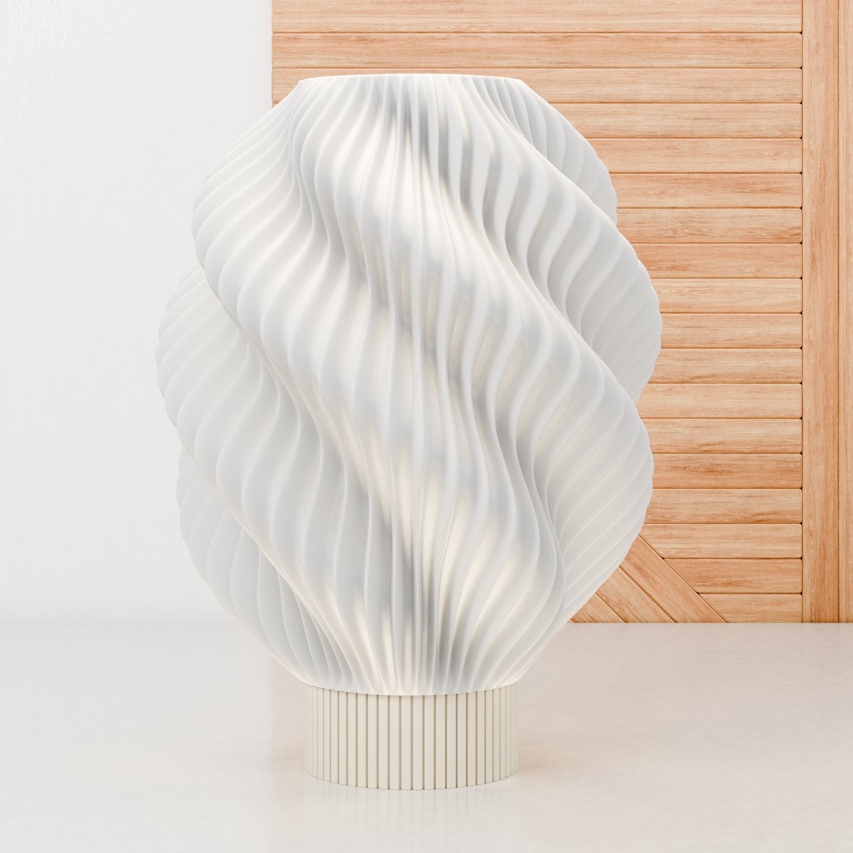 Dastium Home - Witte tafellamp op beige poot - Japandi lamp - Tafellamp landelijk - Schemerlamp woonkamer of leeslamp slaapkamer - Sfeerlamp van duurzaam plastic geschikt voor E27 LED