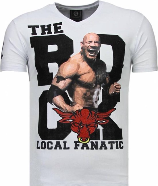Local Fanatic The Rock - T-shirt strass - White The Rock - T-shirt strass - T-shirt bleu marine pour homme Taille XXL