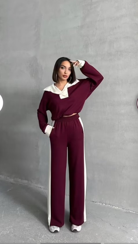 Dames Trainingspak- Loungewear- Van Lycra Met Wijde Pijpen In