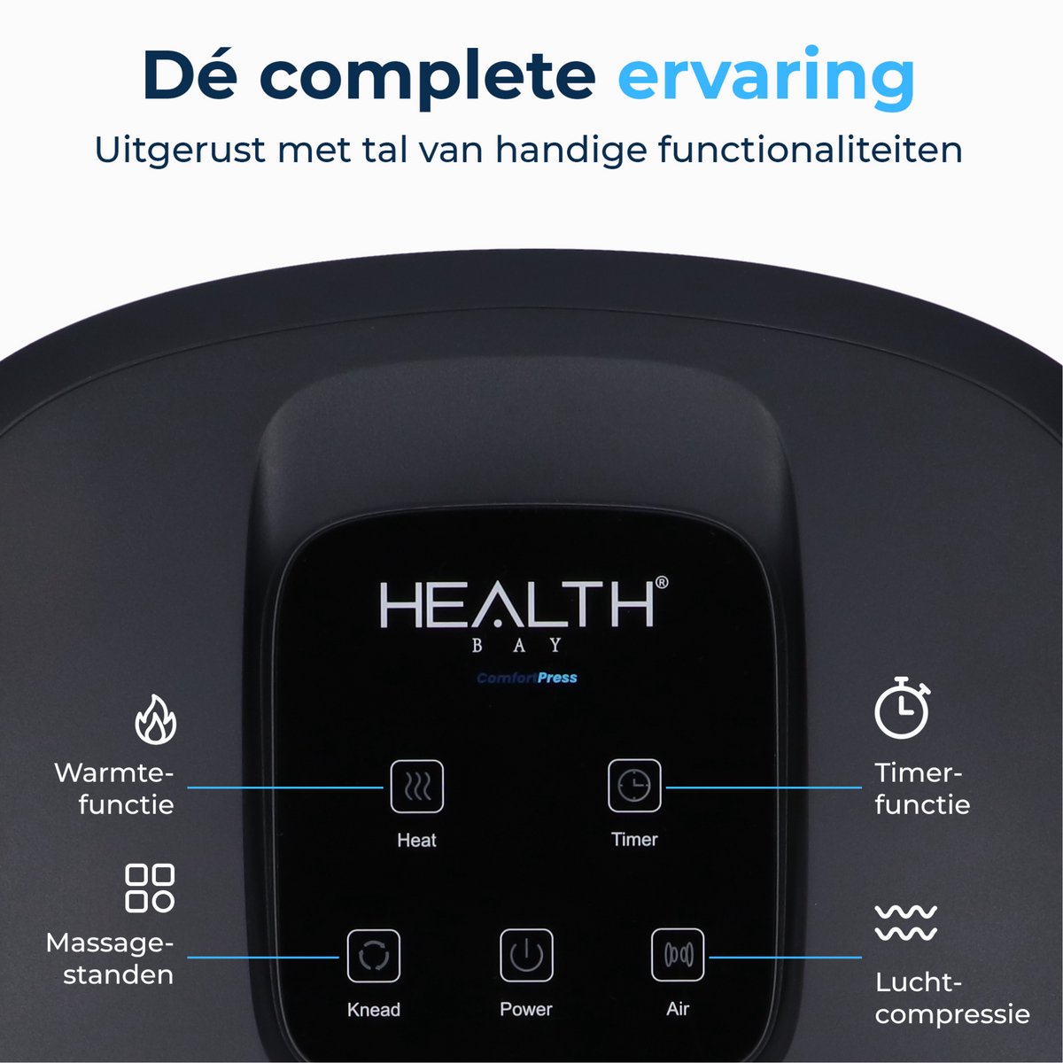 Health Bay® ComfortPress - Voetmassage Apparaat - Shiatsu & Luchtcompressie - Voetmassage Apparaat Bloedsomloop - Verwarming & Instelbare Intensiteit thumbnail 6