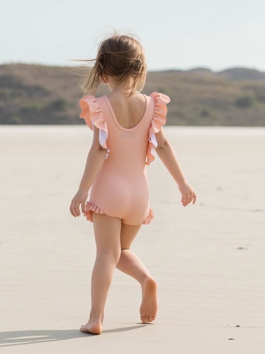 Joya Kids® Badpak Korte Mouw Licht Roze met Ruches Meisjes | Zwempak met ruches Pof Mouwen | Zwempak Lage Rug Kind Oudroze | Meisje Bikini Zomer | Kinderbadpak Peuter | | 5 - 6 jaar — afbeelding 8