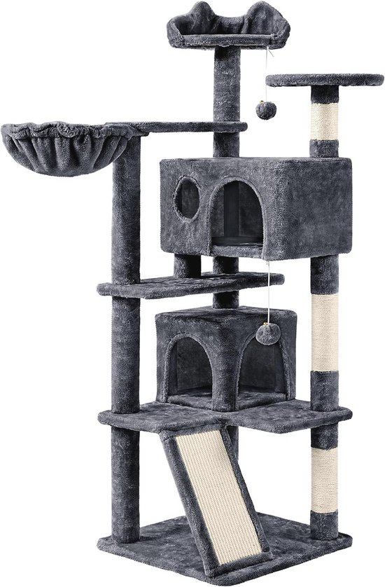PawHut 5-delig Katten Klimset met Krabpaal, Springplatformen, Ladder, Huis, Wandmontage, Beige